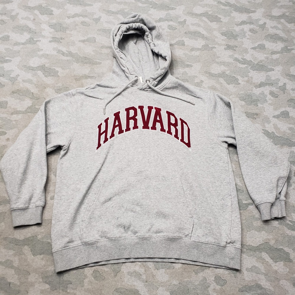 Harvard H&M Sweatshirt Womens Medium Gray Pullover Hoodie Embroidered